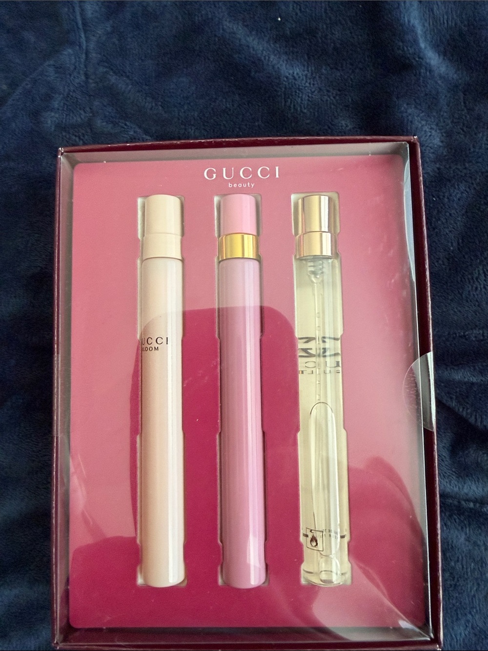 Gucci Beauty Pink, Cream & Clear Fragrance Roller Trio with Gold Accents